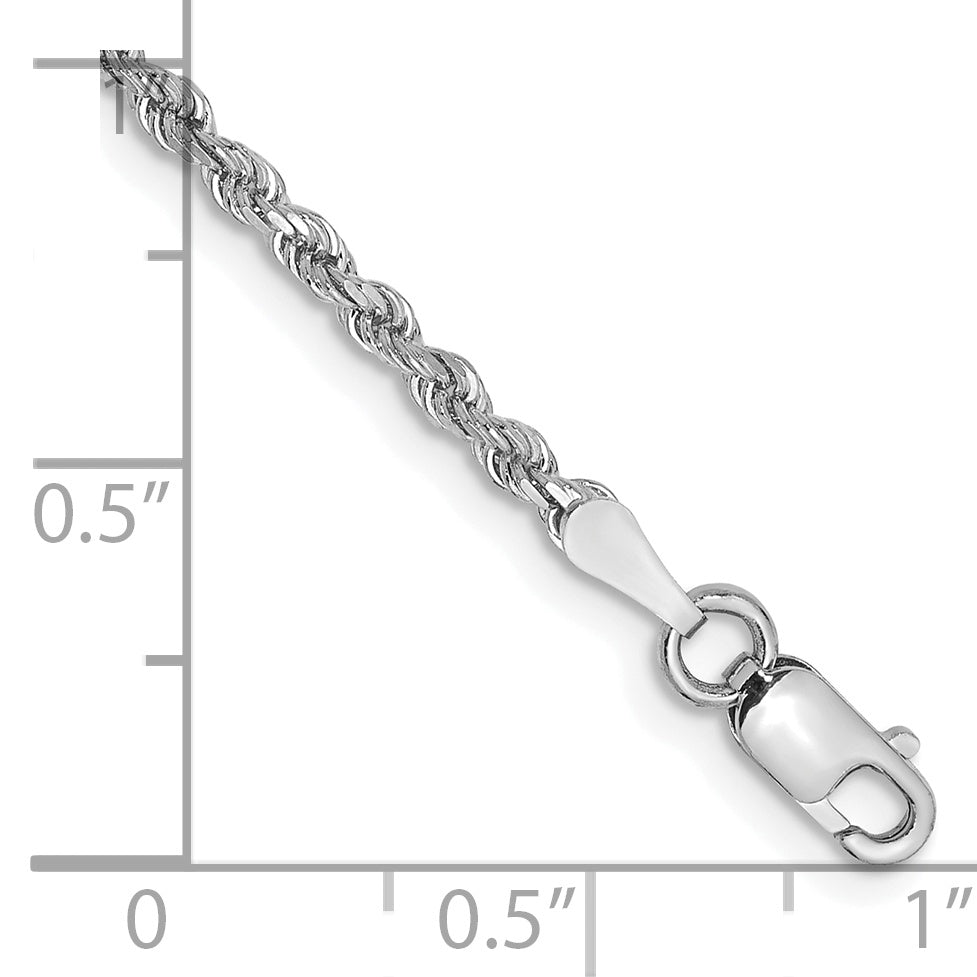14k White Gold 2mm D/C Rope with Lobster Clasp Chain
