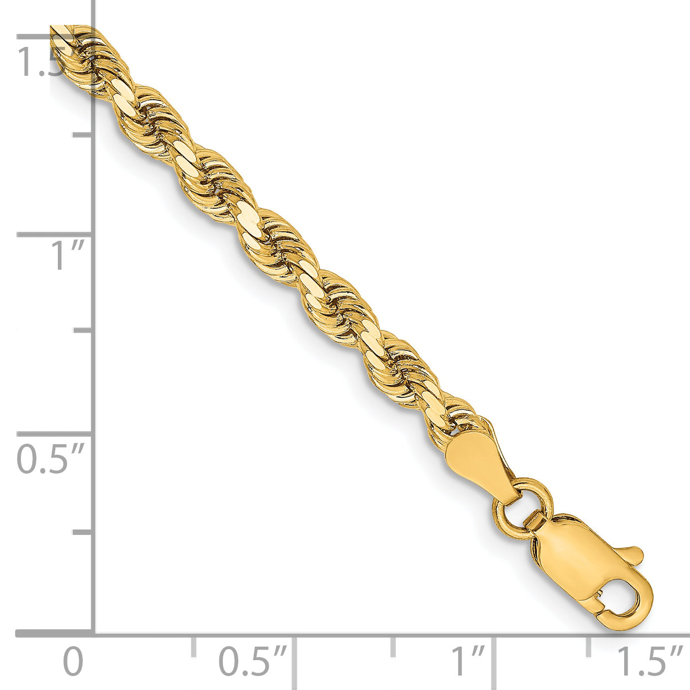 14k 3.25mm D/C Rope with Lobster Clasp Chain
