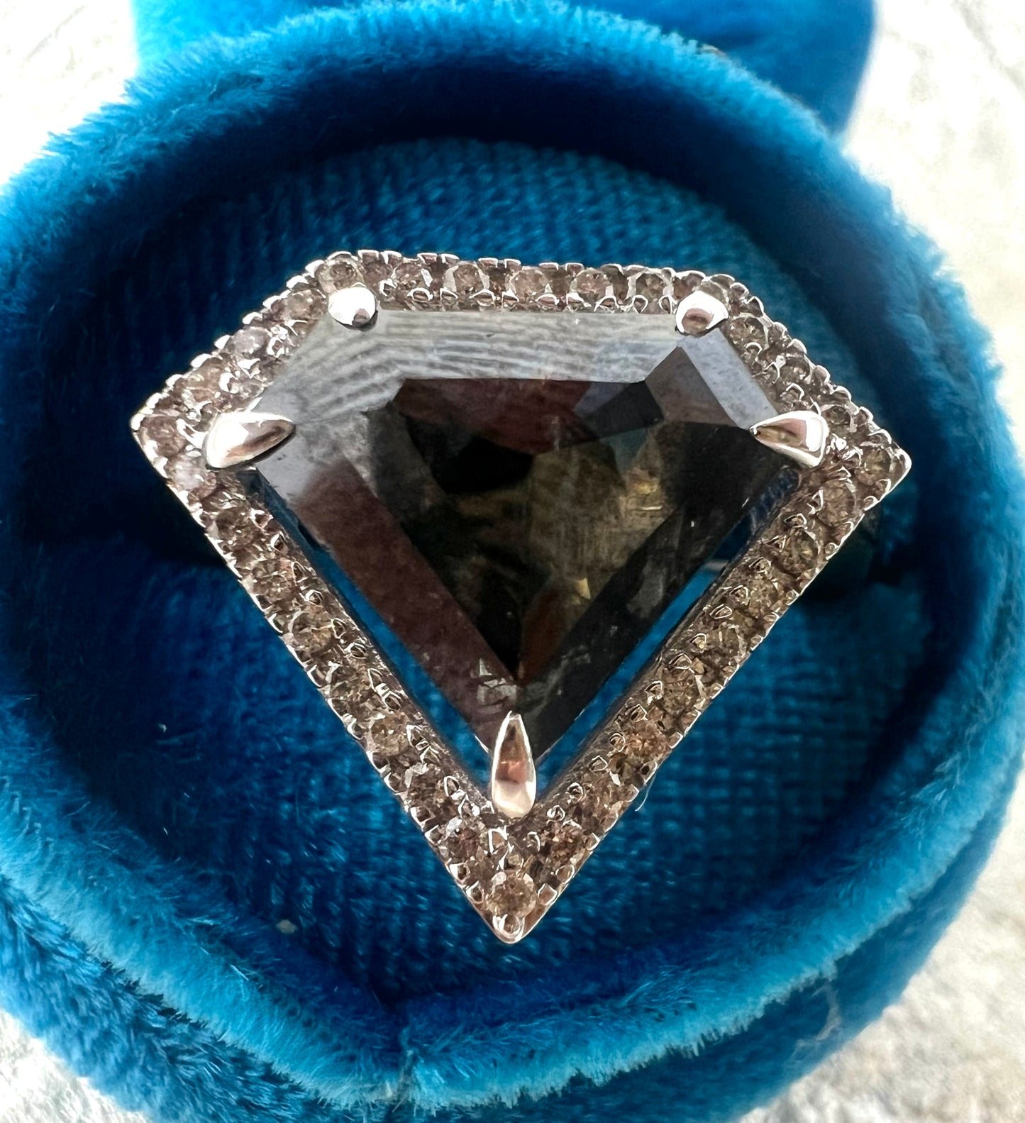 Shield Salt and Pepper Diamond Ring