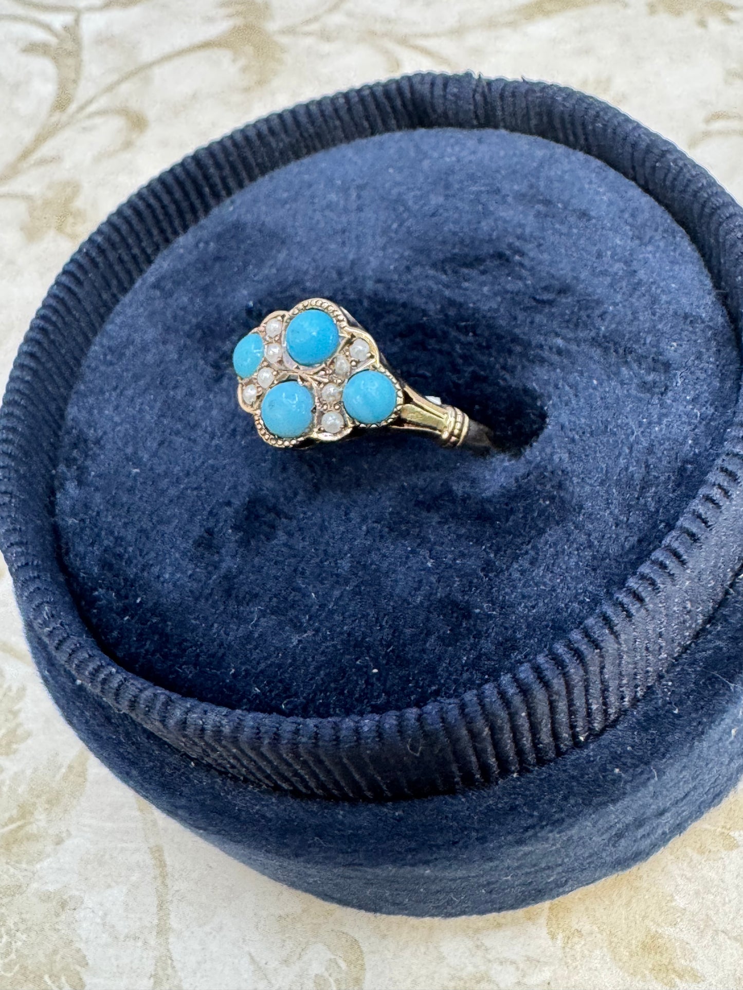 Turquoise and Pearl Estate Ring