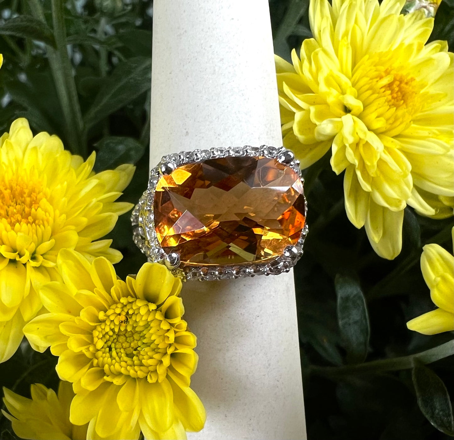 Dark Citrine Diamond Ring