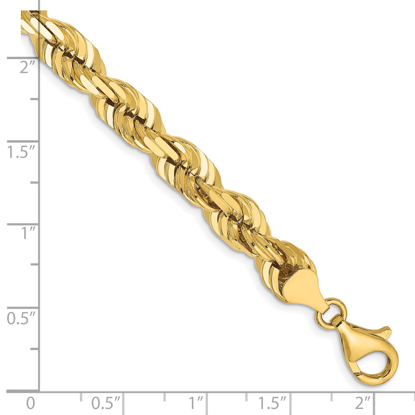 14K 7mm D/C Rope with Fancy Lobster Clasp Chain