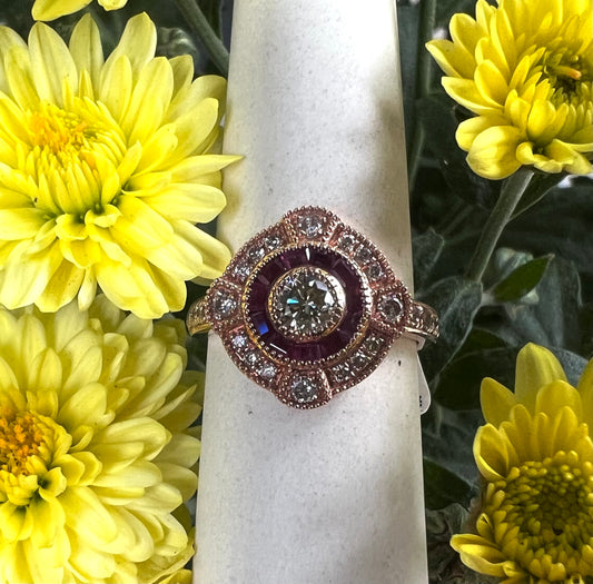 Ruby Diamond Art Deco Ring