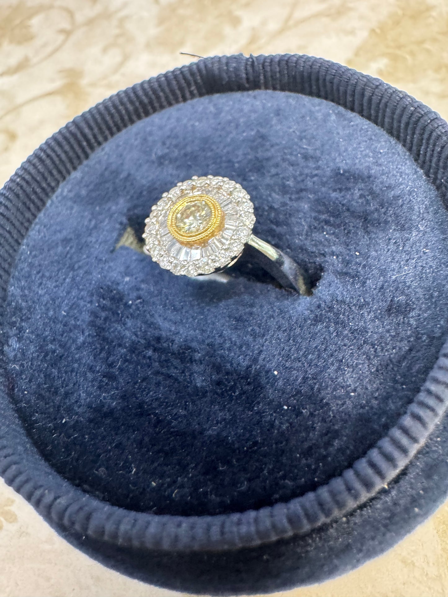 Baguette Diamond Halo Ring