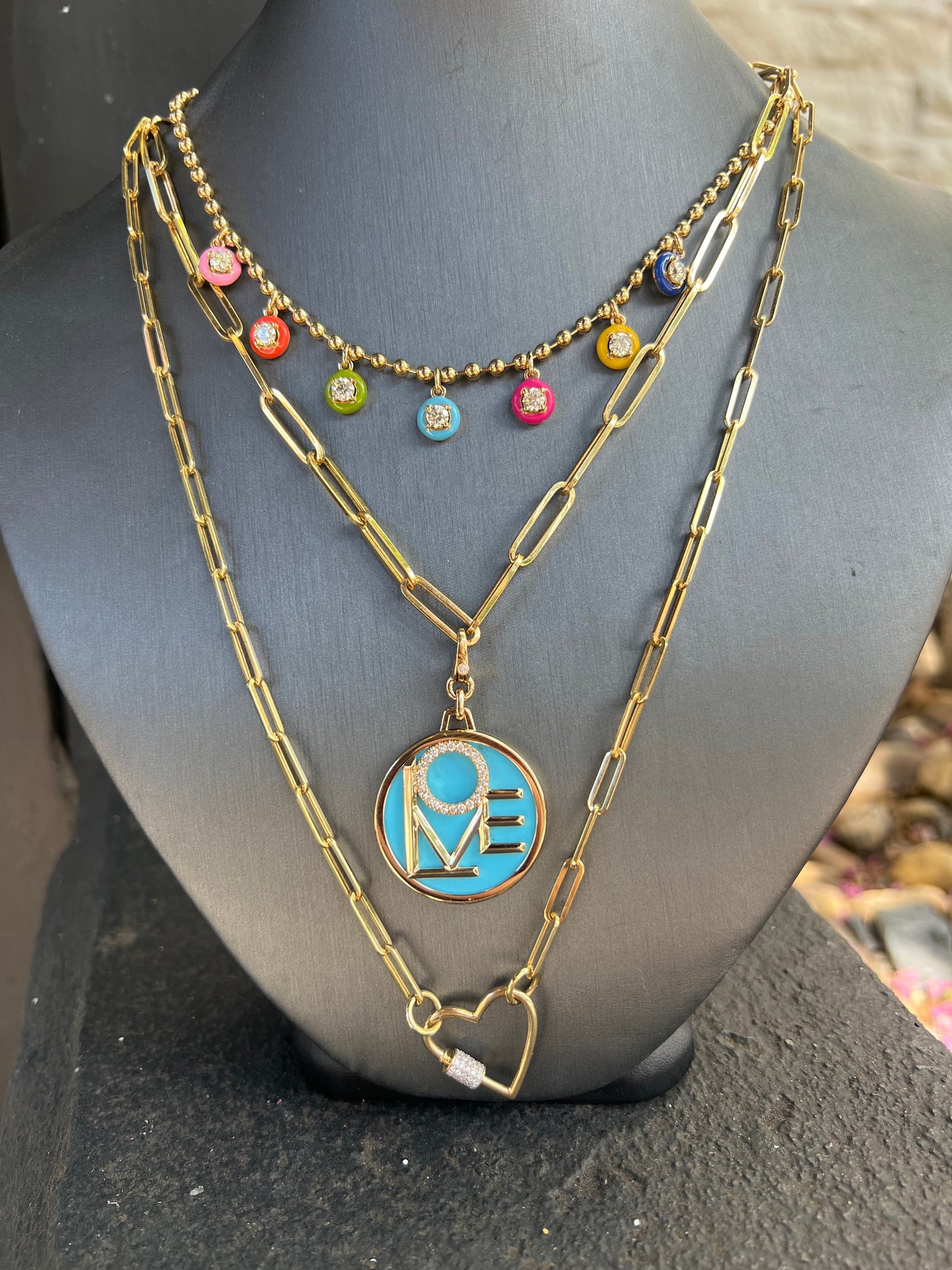 Yellow Gold Turquoise LOVE Removable Charm