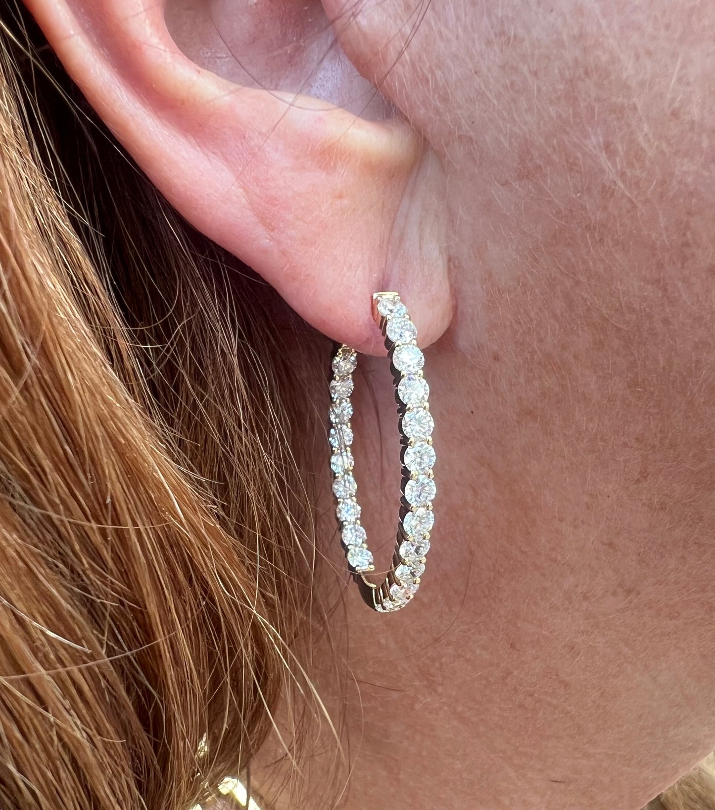 4.37 Ct Lab Grown Diamond Oval Hoops - Yellow Gold