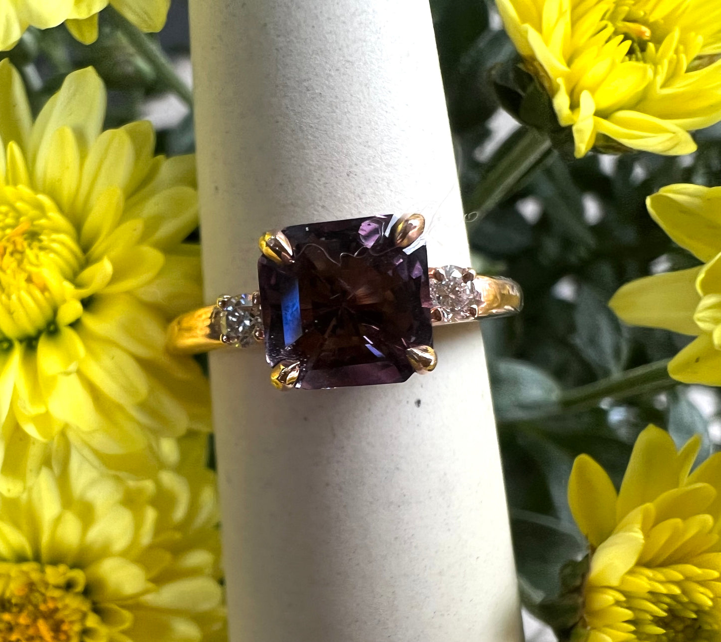 Purple Spinel Diamond Ring