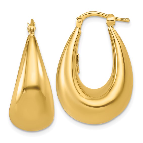 14K Italian Yellow Gold Oval Hoop Earrings