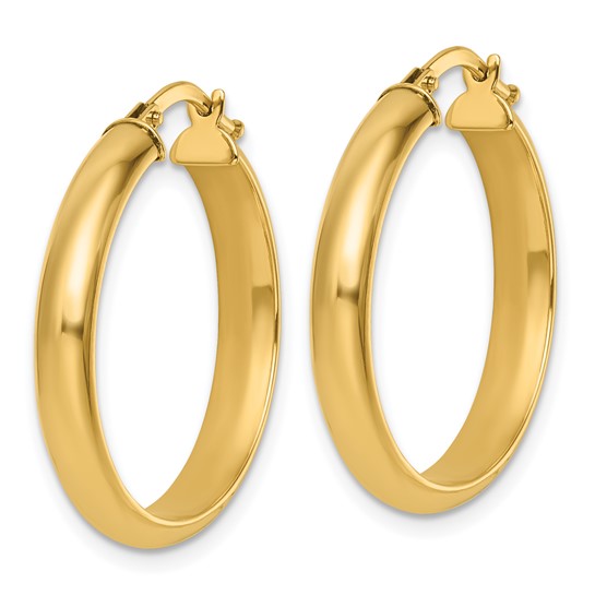 14K Polished Round Hoop Earrings