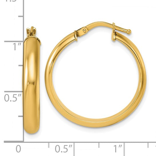 14K Polished Round Hoop Earrings