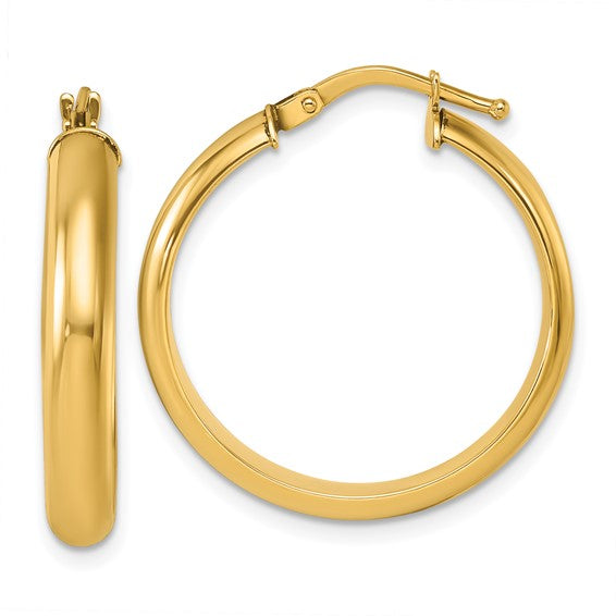 14K Polished Round Hoop Earrings