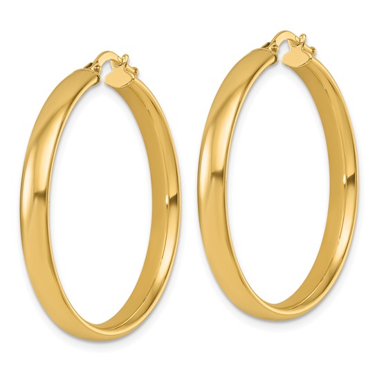 14K Polished Round Hoop Earrings