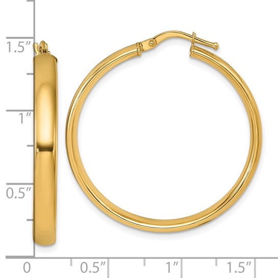 14K Polished Round Hoop Earrings