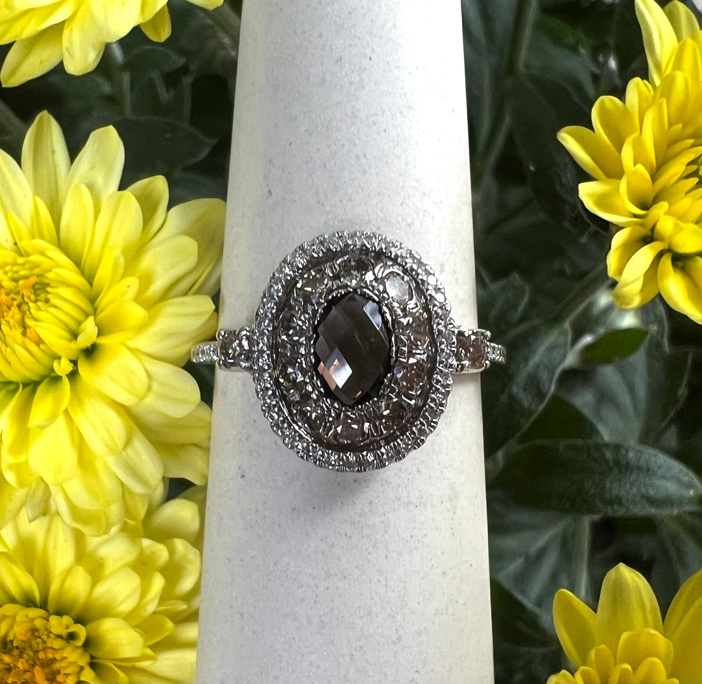 Smoky Quartz Diamond Ring