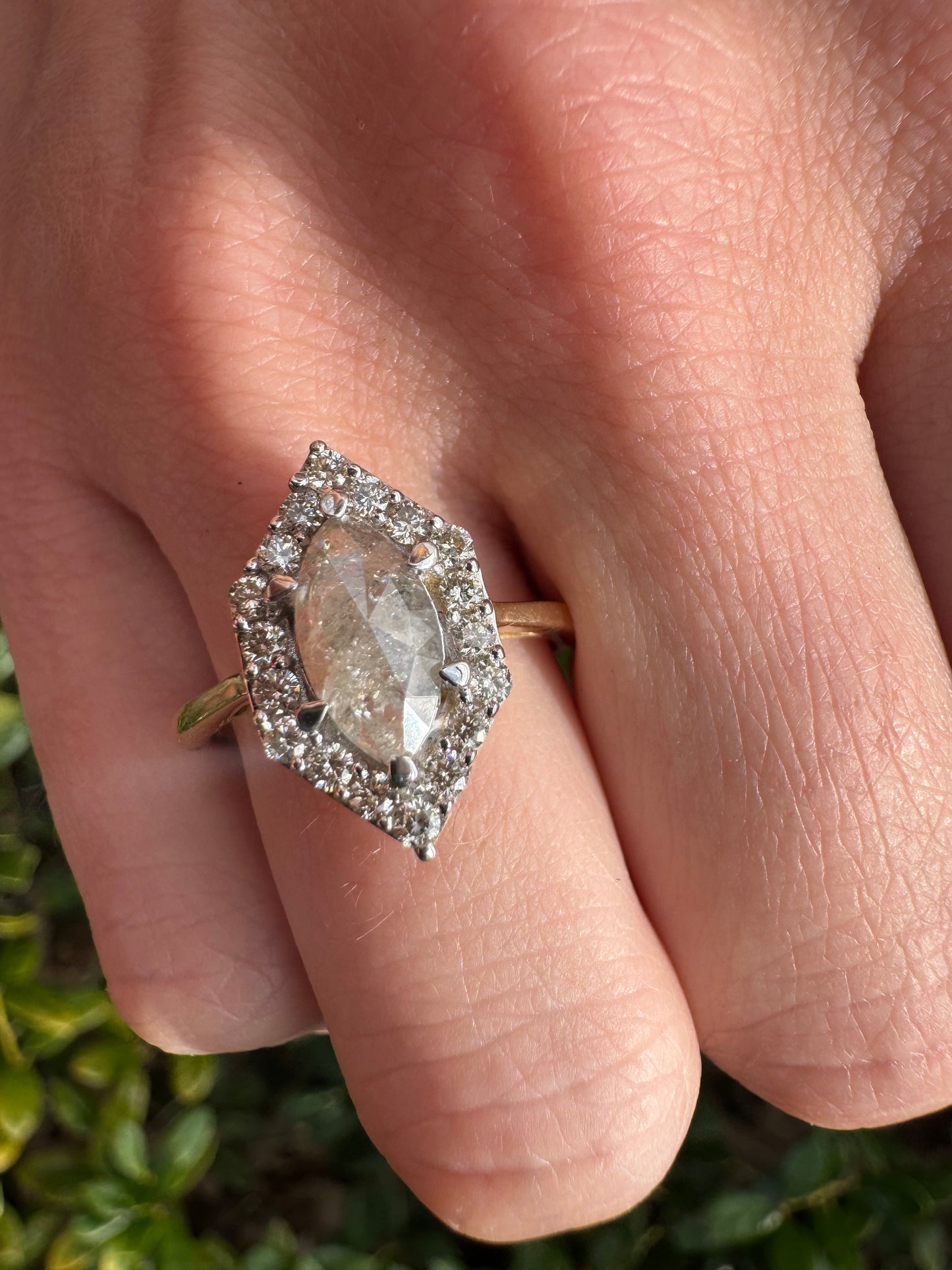 Marquise Salt and Pepper Diamond Ring