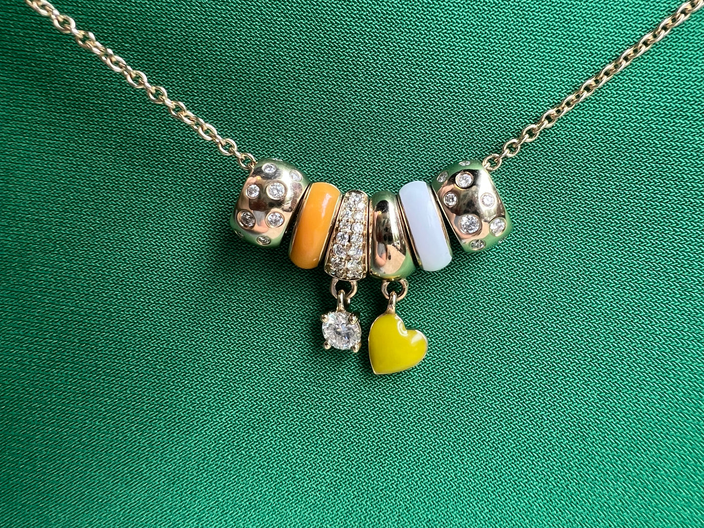 Yellow Enamel Heart Charm