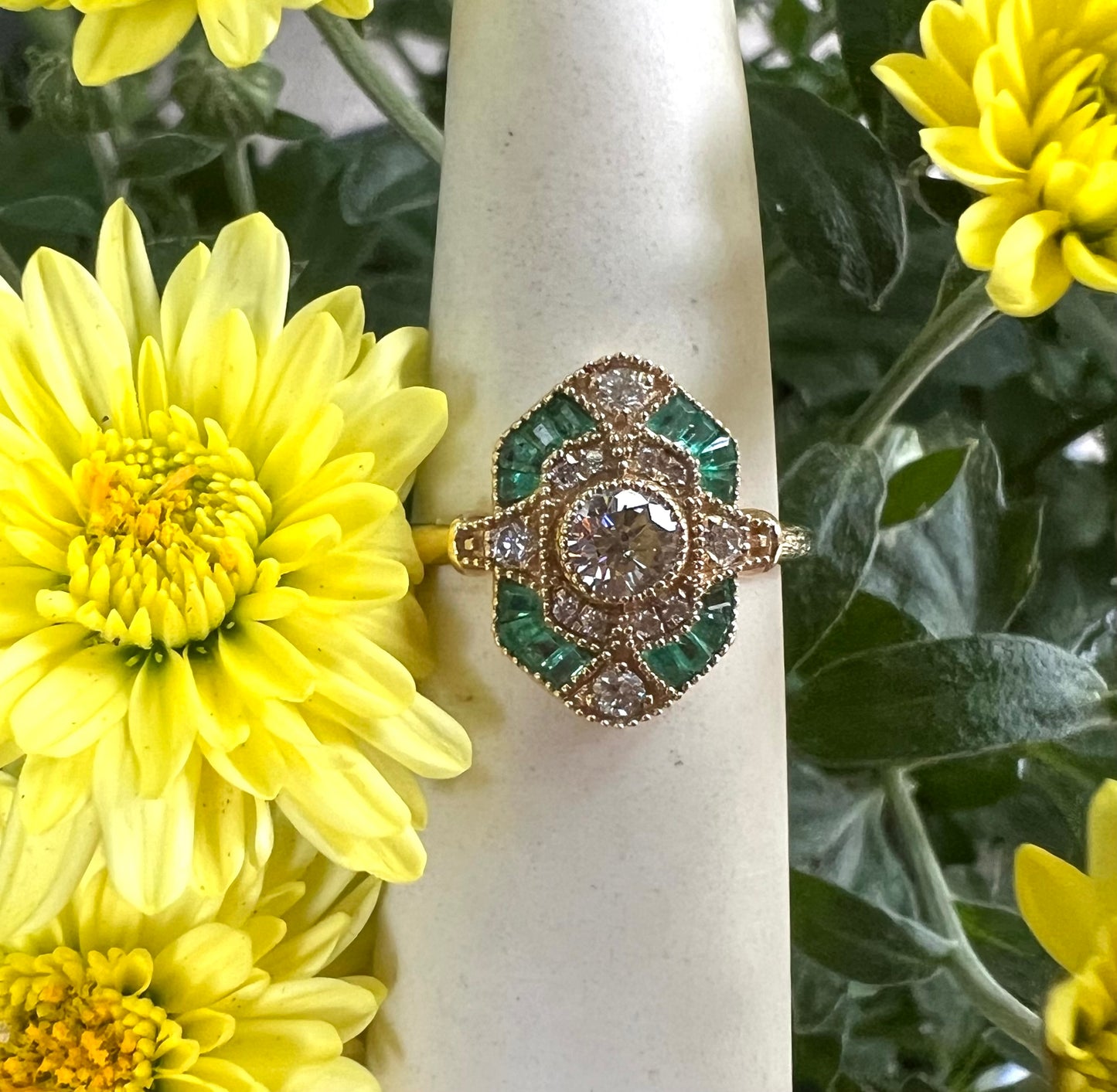 Emerald Diamond Art Deco Ring