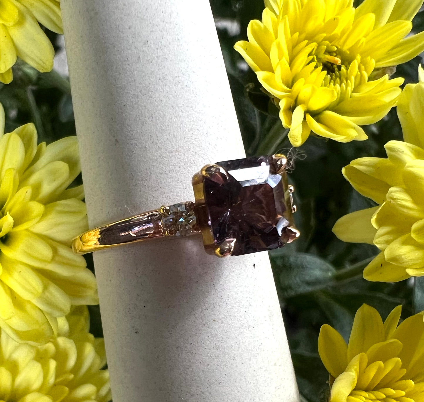 Purple Spinel Diamond Ring