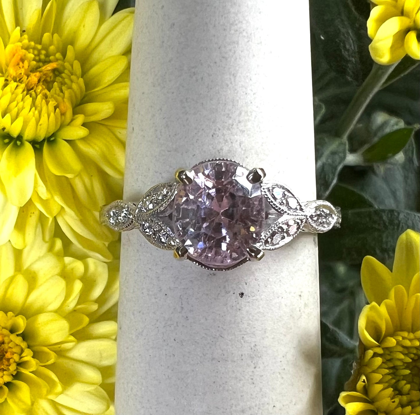 Pink Spinel Diamond Ring