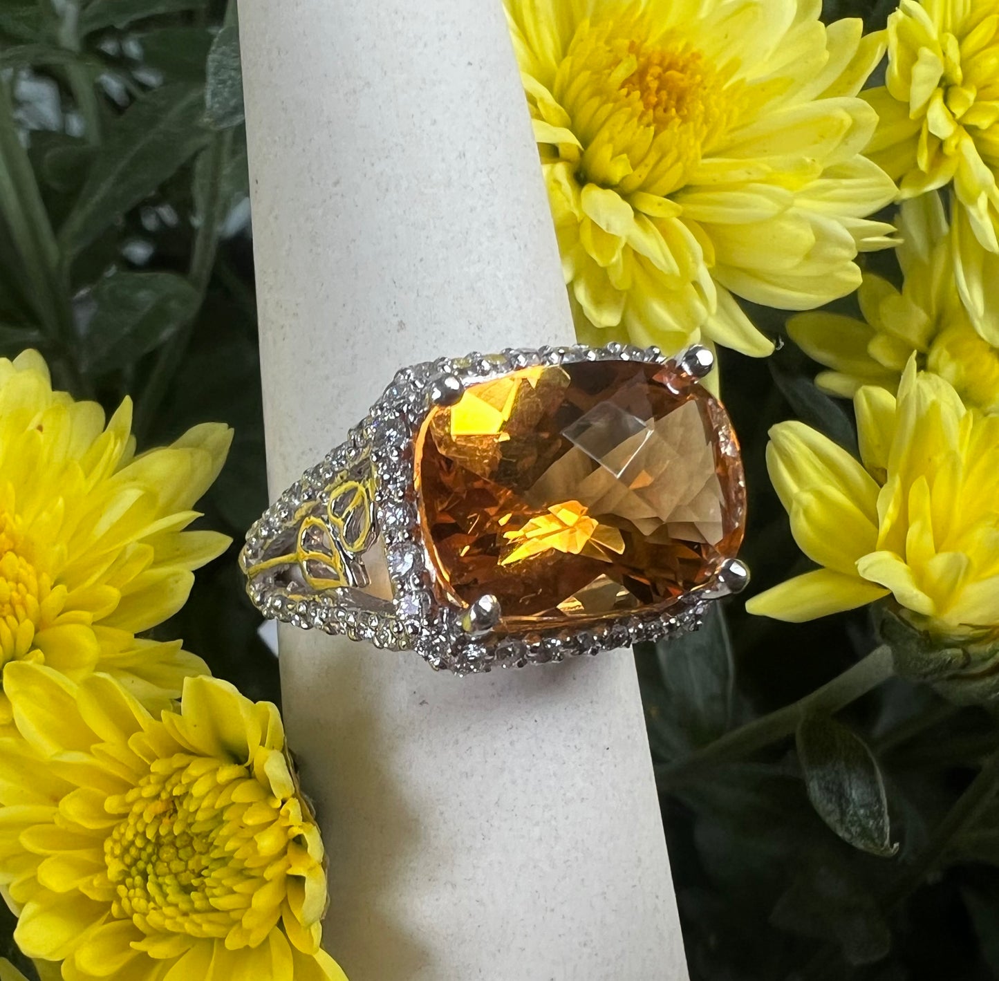 Dark Citrine Diamond Ring