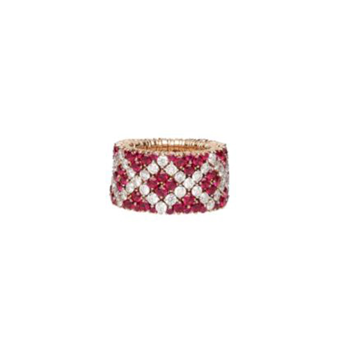 4 Row Ruby and Diamond Stretch Ring