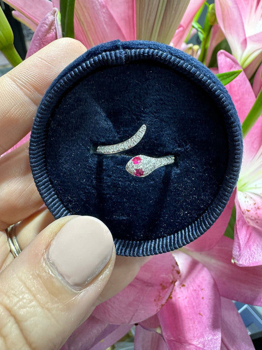 Ruby Diamond Snake Ring