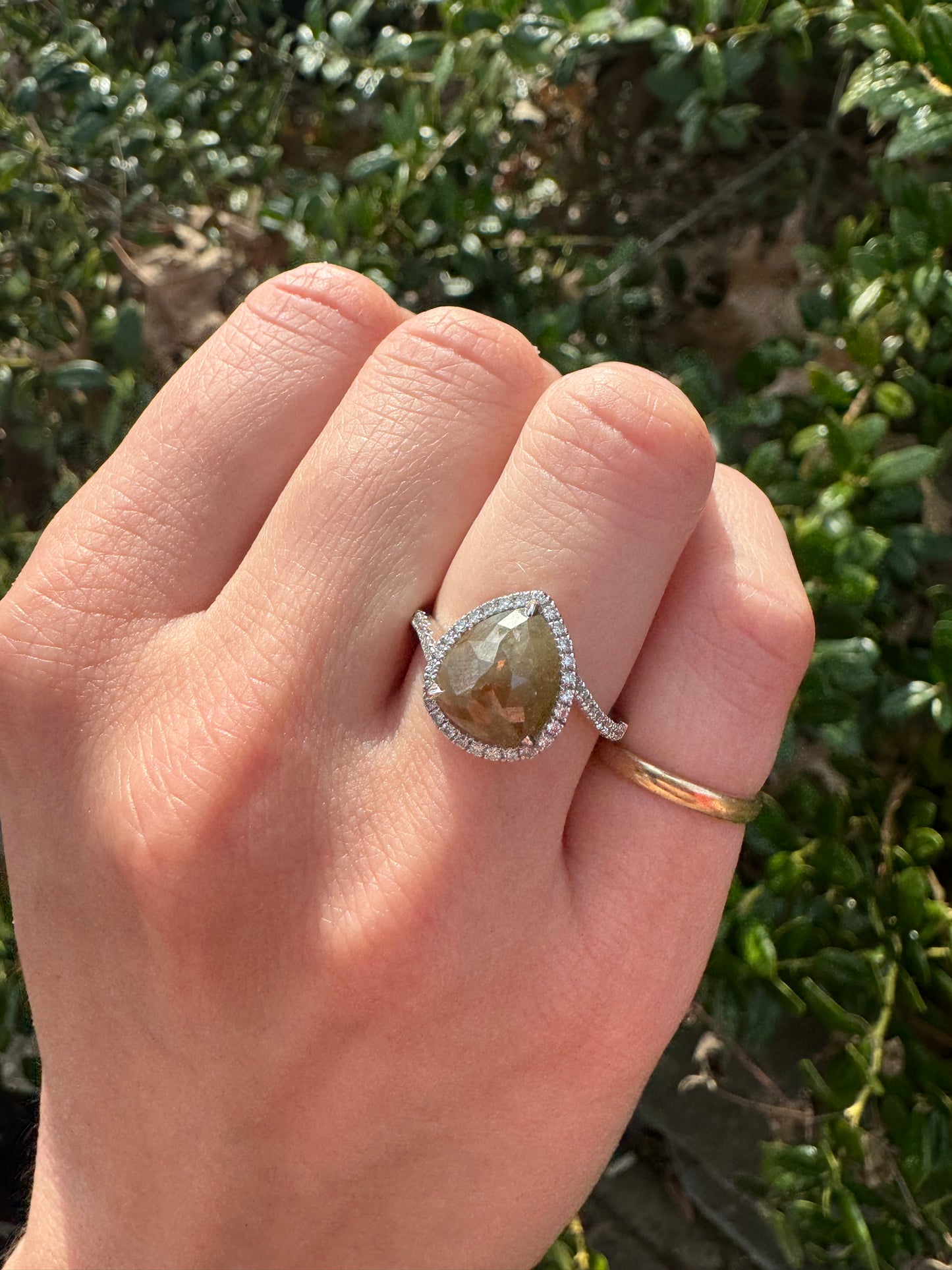 Rose Cut Diamond White Gold Ring