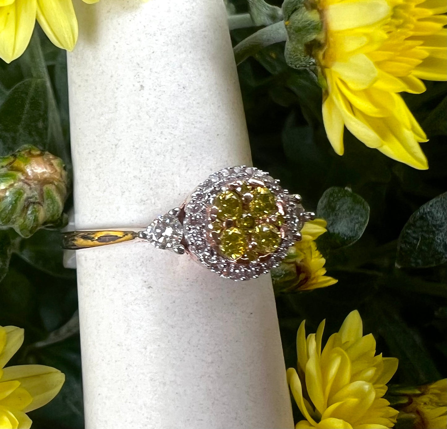 Yellow Diamond Cluster Ring