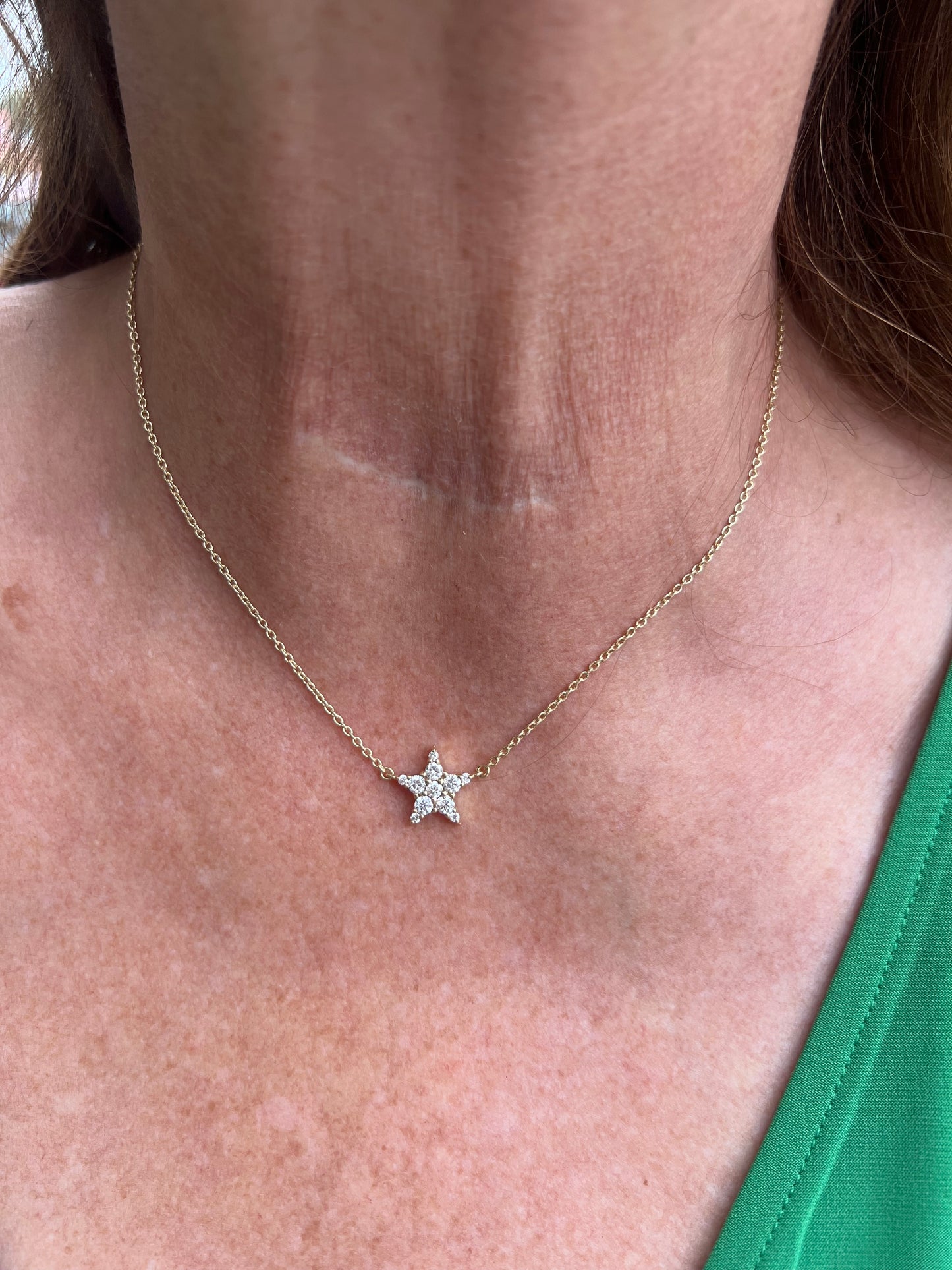 Yellow Gold Diamond Star Necklace