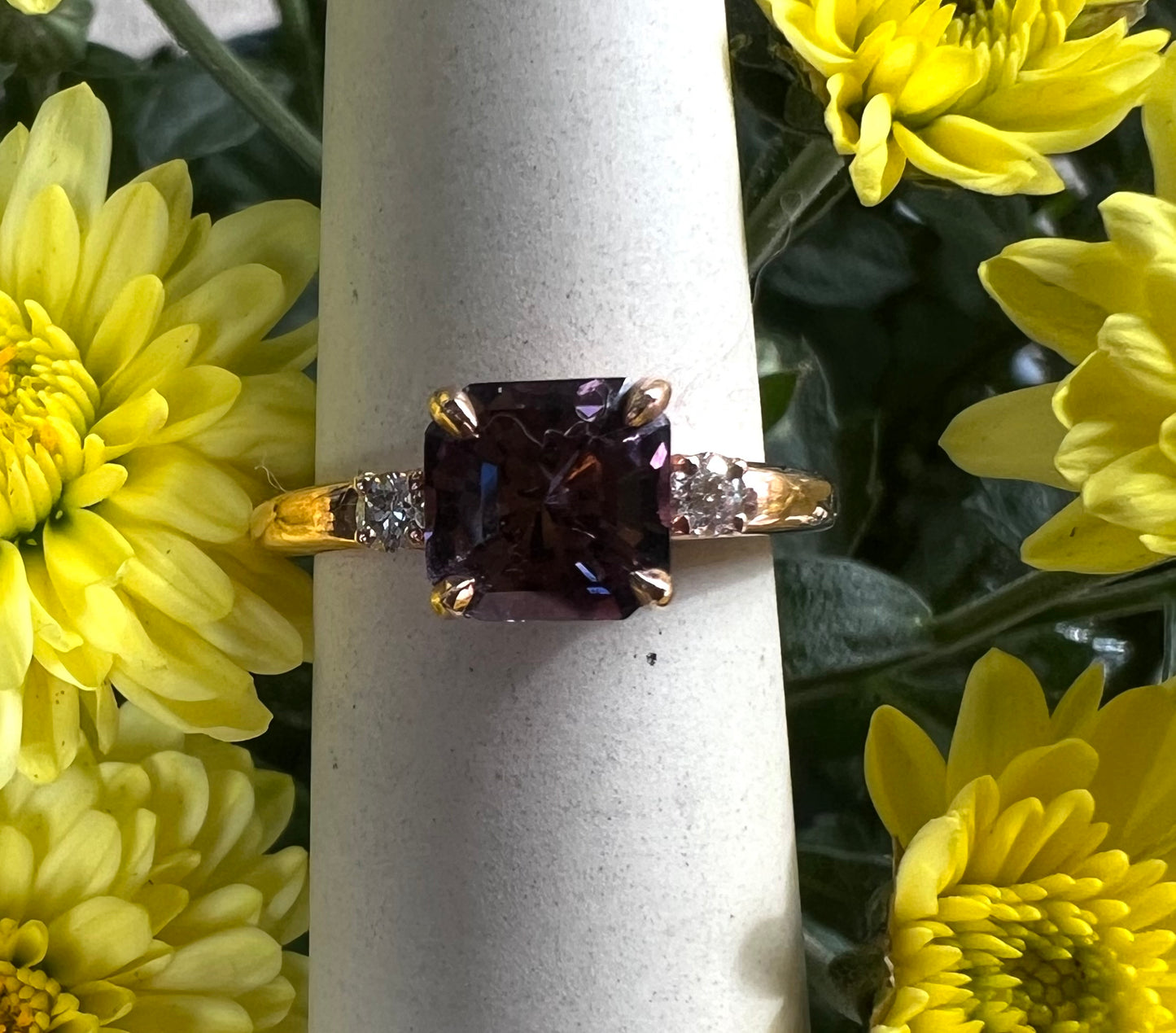 Purple Spinel Diamond Ring