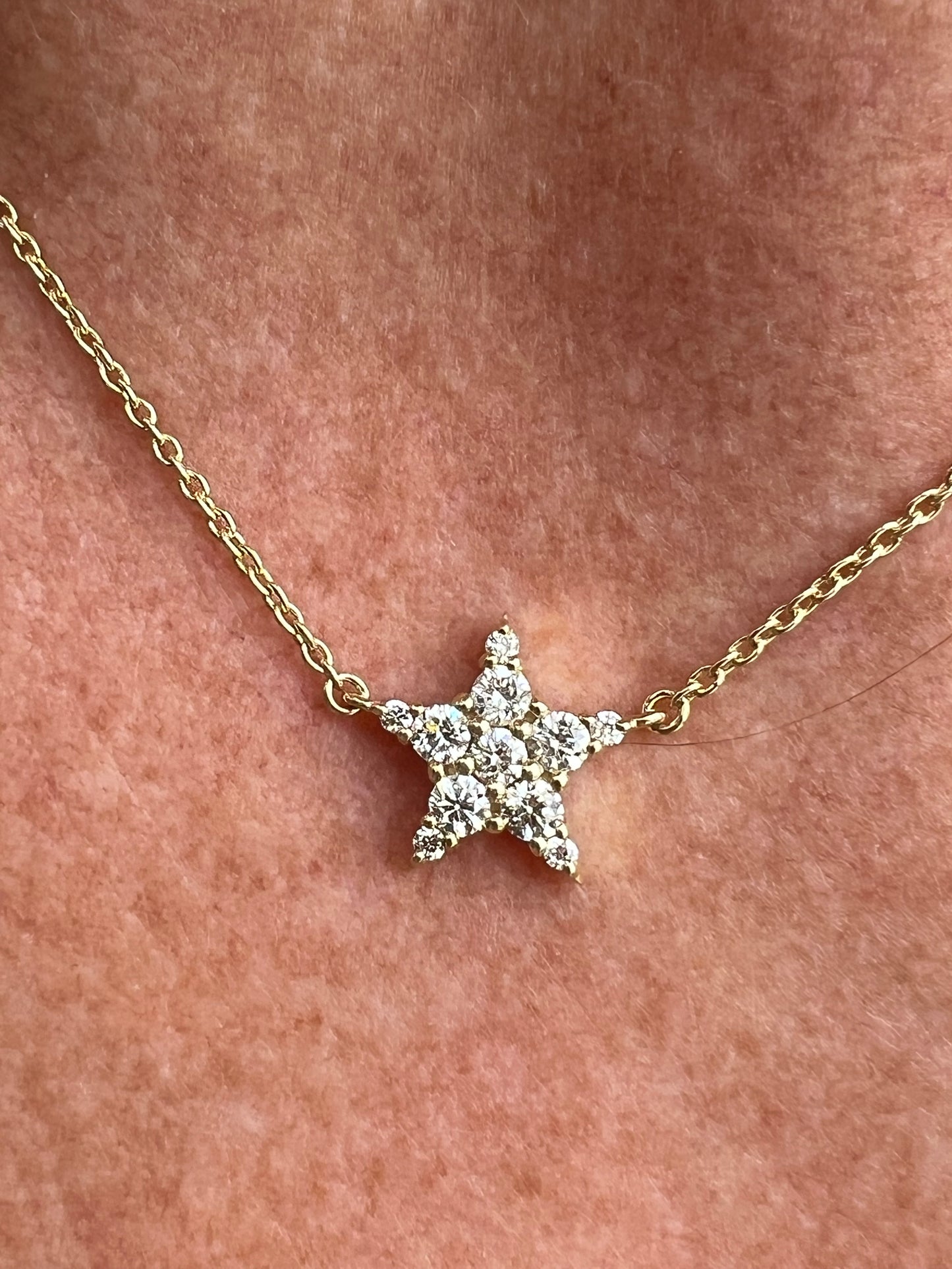 Yellow Gold Diamond Star Necklace