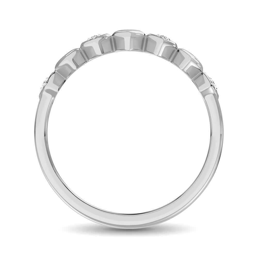 10k White Gold Diamond Accent Little Heart Stackable Band