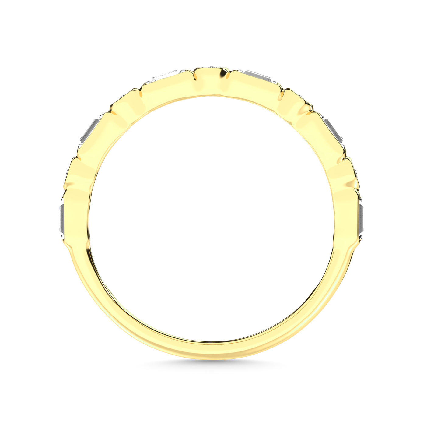 Diamond 1/8 Ct.Tw. Round and Baguette Stack Band in 14K Yellow Gold