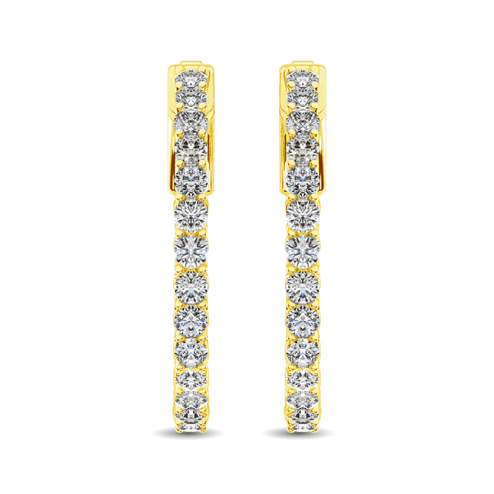 14K Yellow Gold Diamond 1 Ct.Tw. In and Out Hoop Earrings