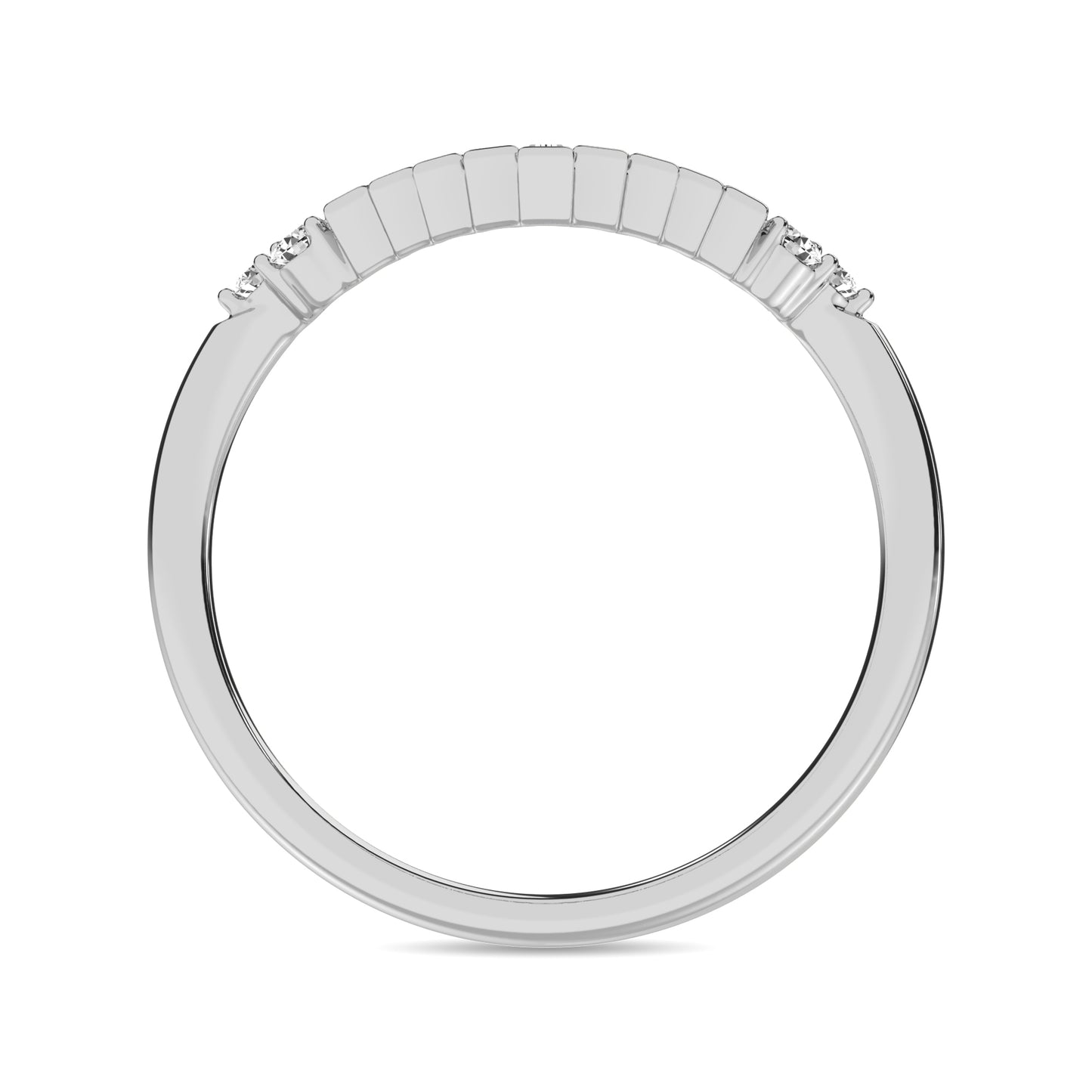 Diamond 1/5 ct tw Round and Baguette Chevron Band in 10K White Gold