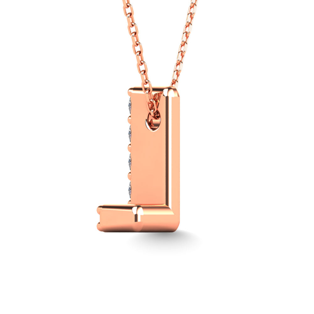 Diamond 1/20 Ct.Tw. Letter L Pendant in 14K Rose Gold"