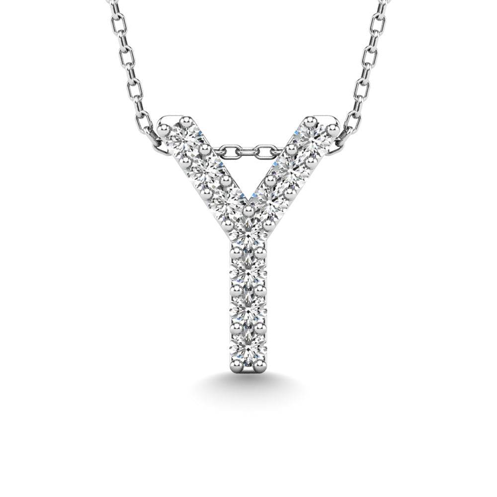 Diamond 1/10 Ct.Tw. Letter Y Pendant in 14K White Gold"