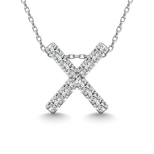 Diamond 1/8 Ct.Tw. Letter X Pendant in 14K White Gold"