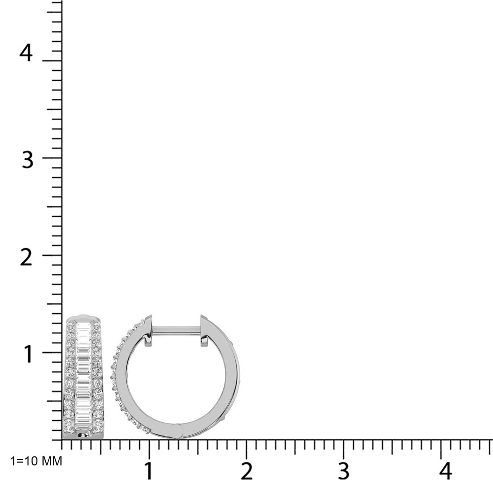 14K White Gold Diamond 1/2 Ct.Tw. Hoop Earrings