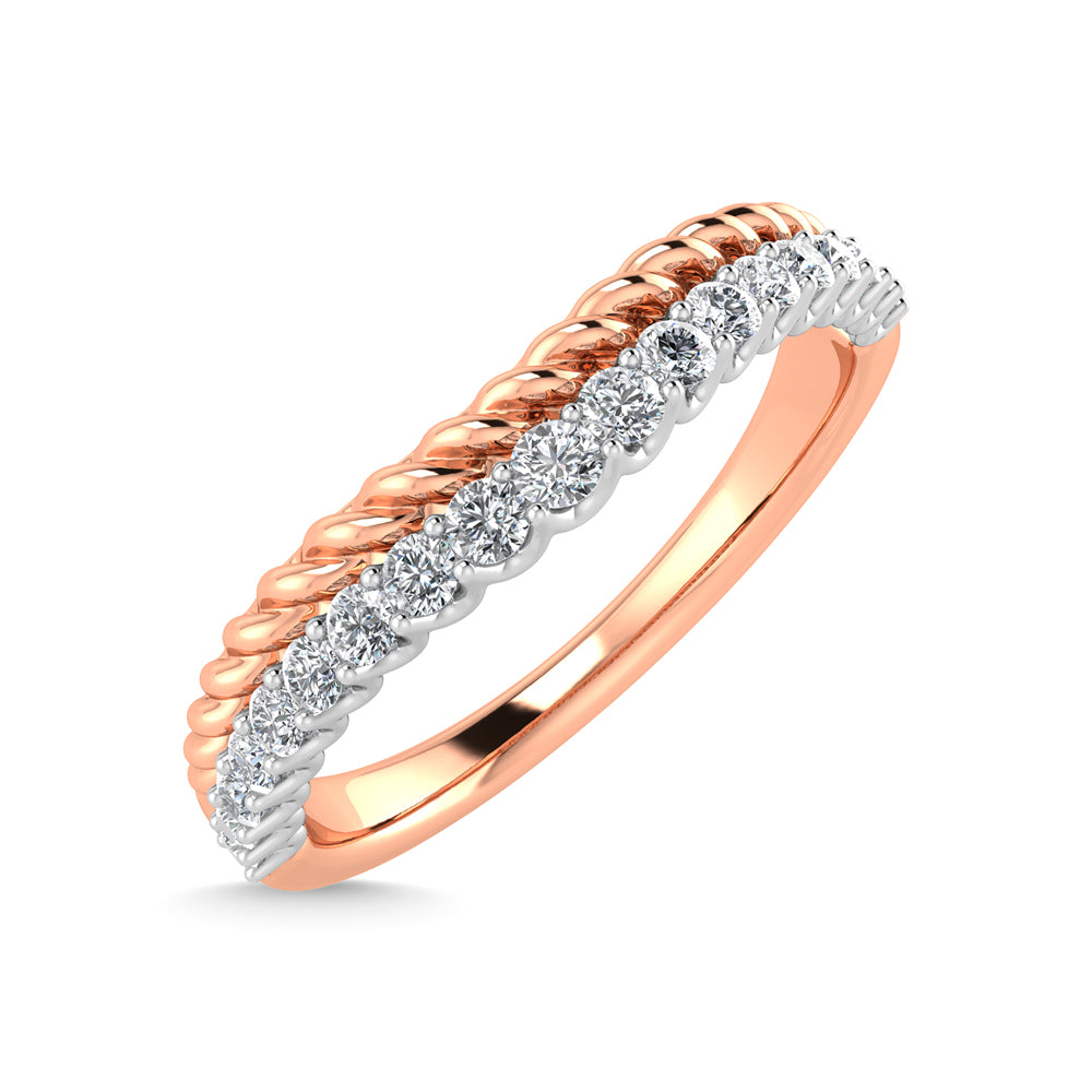 14K Rose Gold Diamond 1/10 Ct.Tw. Curve Band
