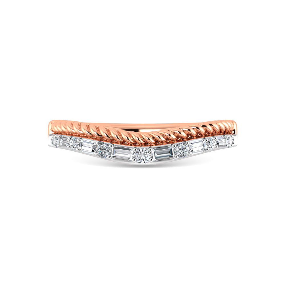 14K Two Tone Diamond 1/5 Ct.Tw. Curve Band