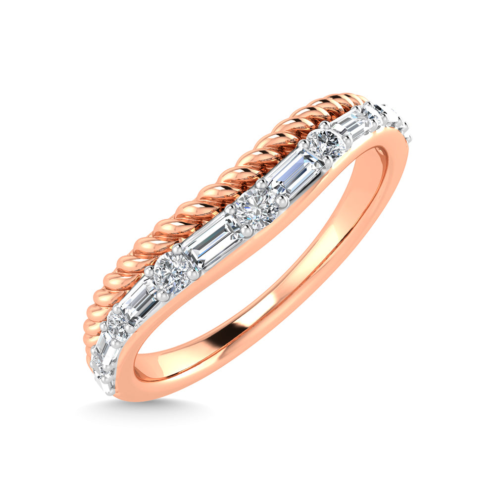 14K Two Tone Diamond 1/5 Ct.Tw. Curve Band