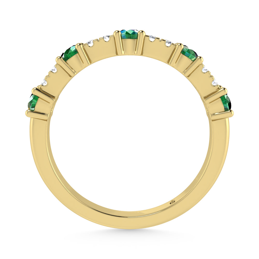 14K Yellow Gold Diamond 1/2 Ct. Tw. Alternate Diamond and Emerald Stackable Band