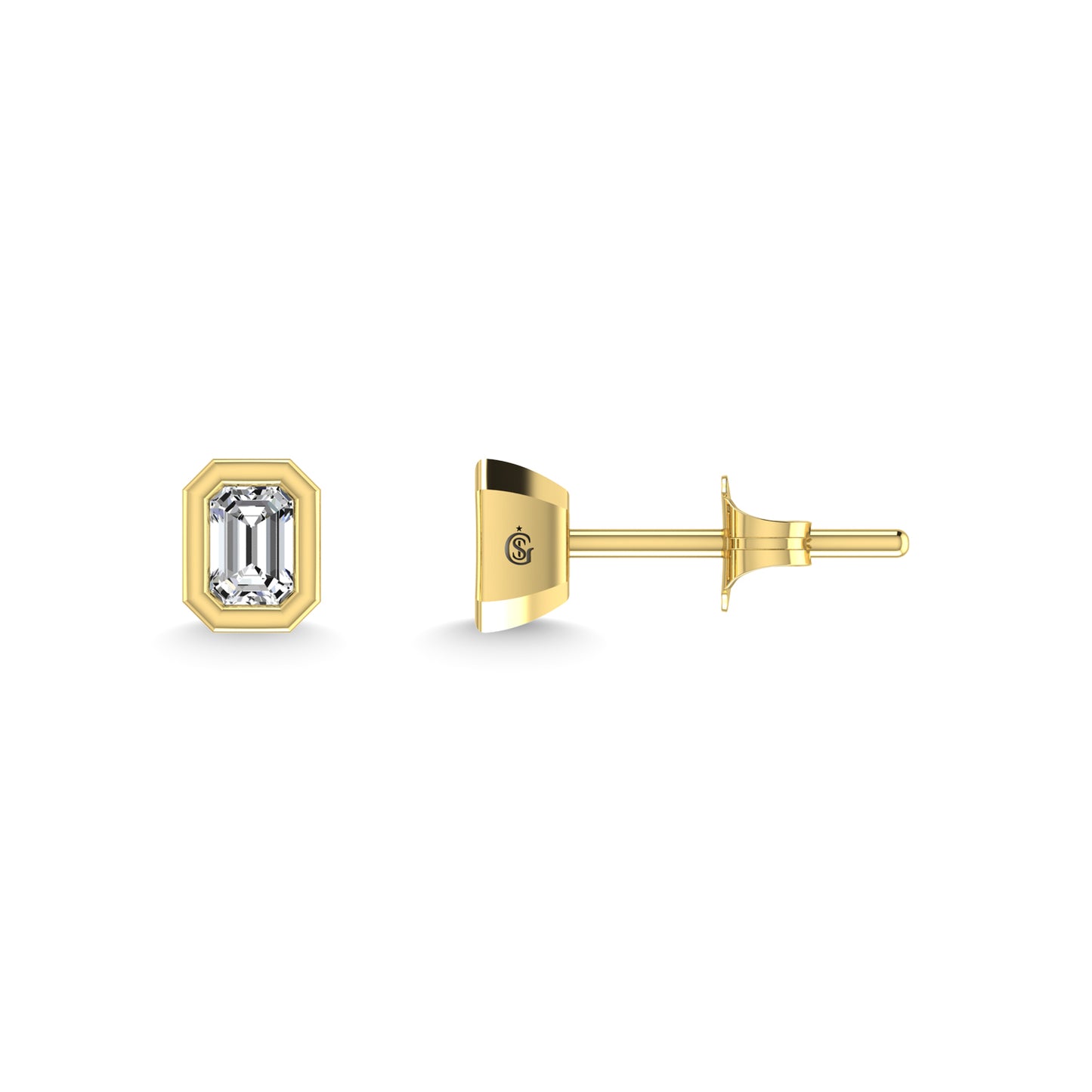 Diamond 1/3 Ct.Tw. Emerald Shape Stud Earrings in 14K Yellow Gold