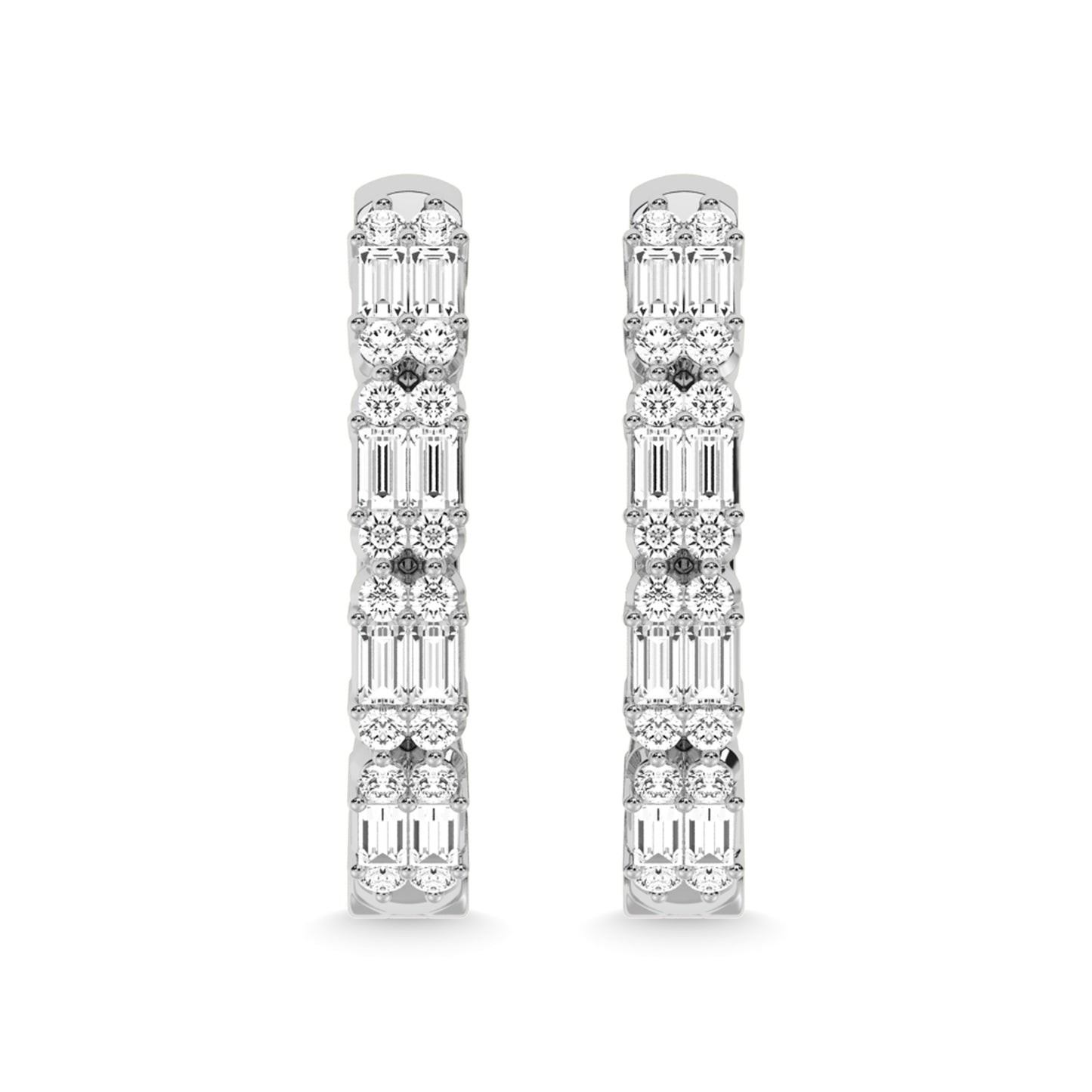 14K White Gold Diamond 1/2 Ct.Tw. Hoop Earrings