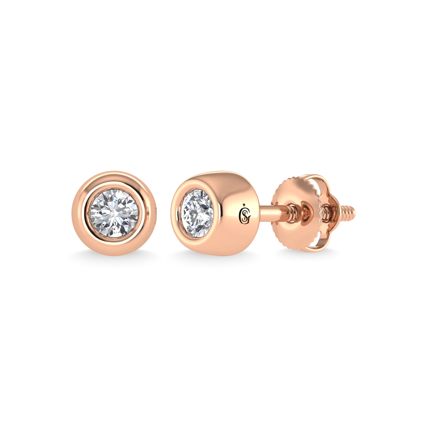 14K Rose Gold Diamond 1/10 Ct.Tw. Stud Earrings