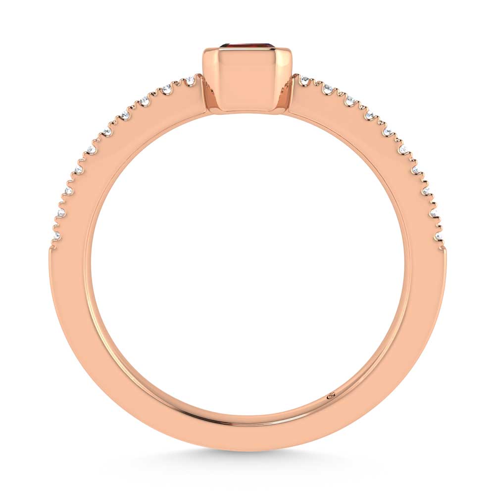 14K Rose Gold Diamond 3/8 Ct.Tw. And Ruby Fashion Ring