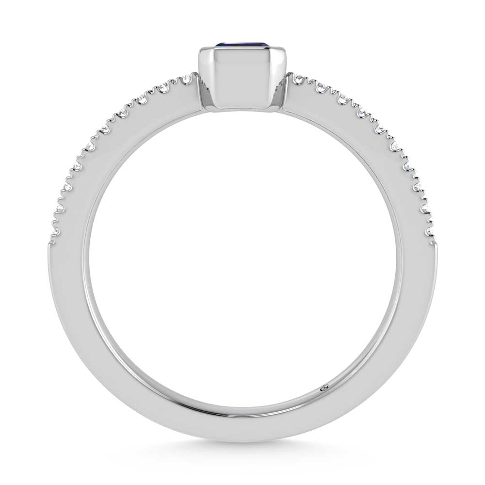 14K White Gold Diamond 3/8 Ct.Tw. And Blue Sapphire Fashion Ring