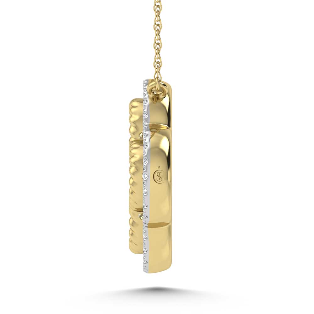 14K Two Tone Diamond 1/6 Ct.Tw. Clover Necklace