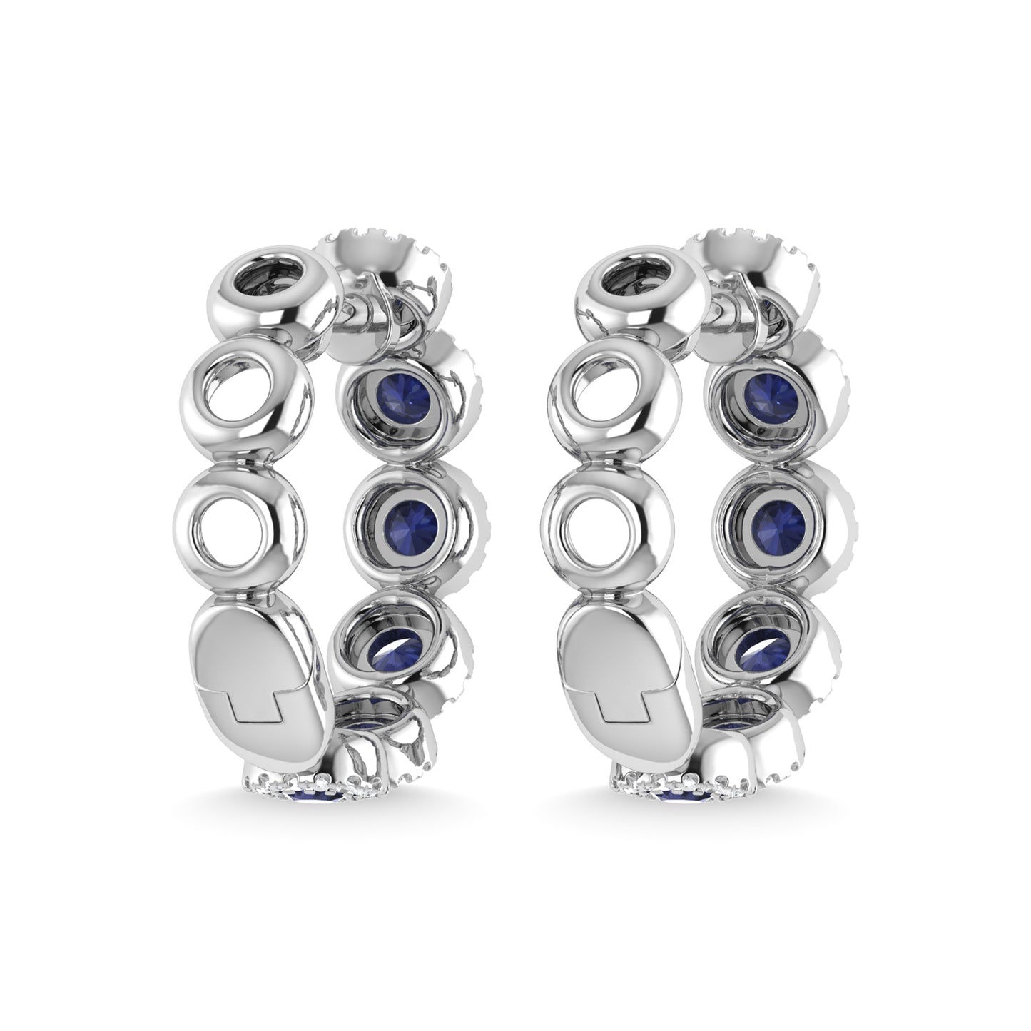 14K White Gold Blue Sapphire and Diamond 1 1/4 Ct.Tw. Fashion Earrings